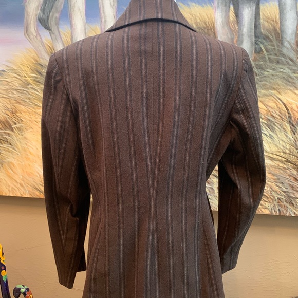 Classiques Entier like new short (petite) dress jacket pinstripes brown SZ 14 - Picture 3 of 10